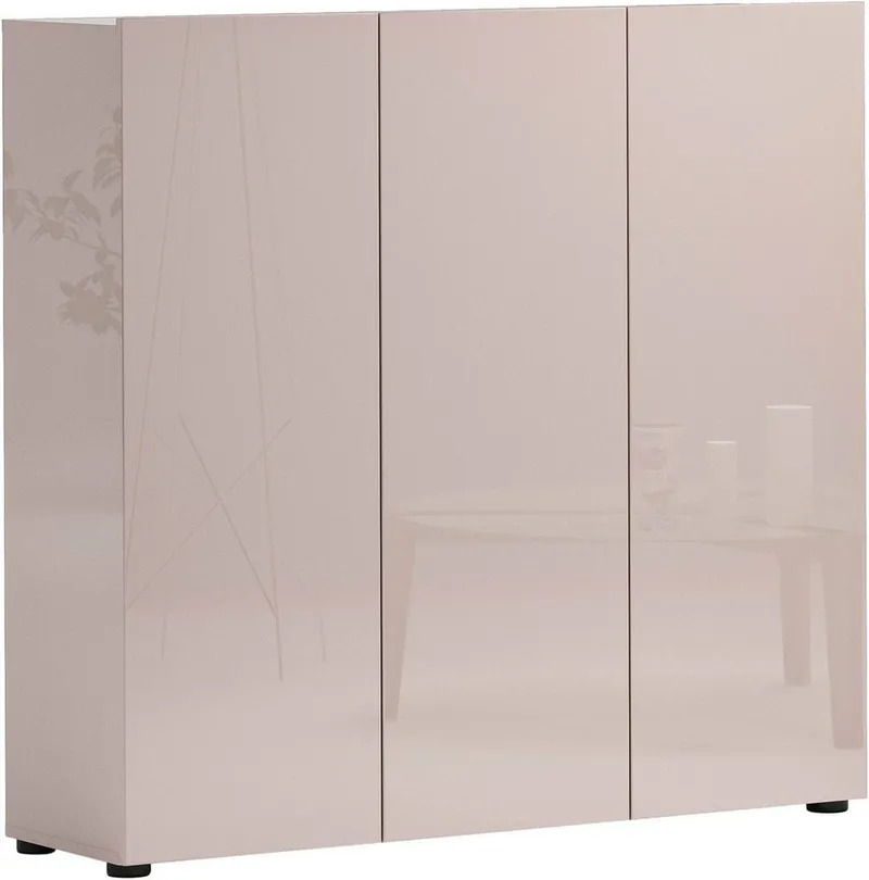 Home affaire Schuhschrank MISTER- Schuhregal, Made in Italy, 12 Fächer, 10 Einlegeböden (120x34x114 cm) Komplett in Hochglanz lackiert, mit Platz für ca. 24 paar Schuhe, Beige, – Produktbild 2 von 5