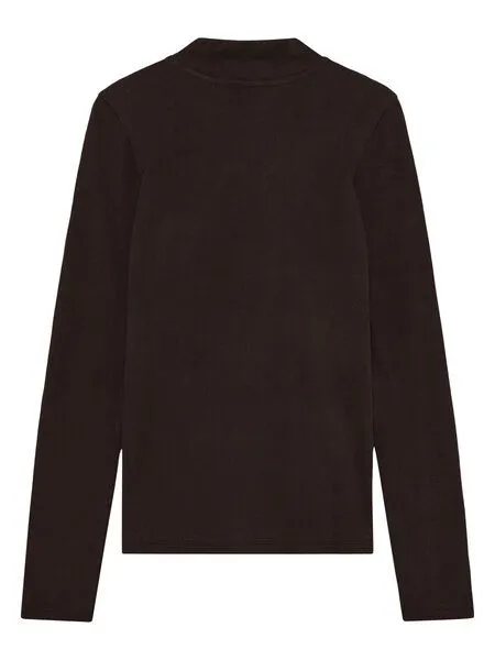KnowledgeCotton Apparel KnowledgeCotton Apparel Langarmshirt - Rib high neck long sleeved - aus Bio-Baumwolle, Braun (chocolate-torte), – Produktbild 2 von 3