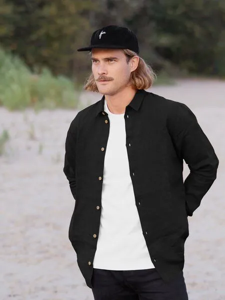 FUXBAU FUXBAU Männer Leinenhemd, Schwarz, – Produktbild 1 von 4