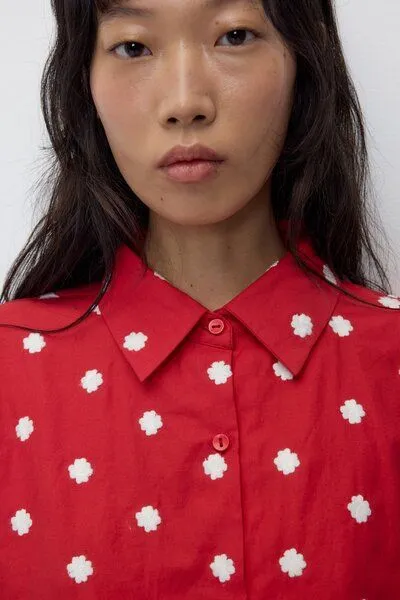Rita Row Rita Row Bestickte Bluse LUCCA aus Bio-Baumwolle, Red, – Produktbild 3 von 4