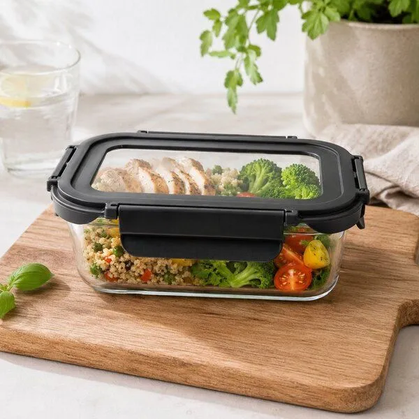 Dora's Dora's Dora’s Glas-Aufbewahrungsbox – Mit Glasdeckel & Klickverschluss – Ofenfest & Auslaufsicher – Produktbild 3 von 3
