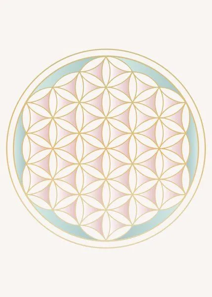 Crystal and Sage Crystal and Sage Poster Blume des Lebens, Pastellfarben und gold – Produktbild 1 von 1