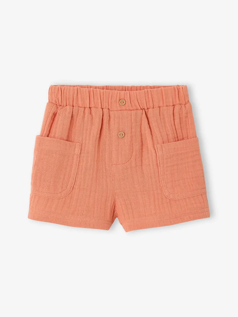 Vertbaudet Shorts Mädchen Baby mit Dehnbund, Orange, – Produktbild 1 von 3