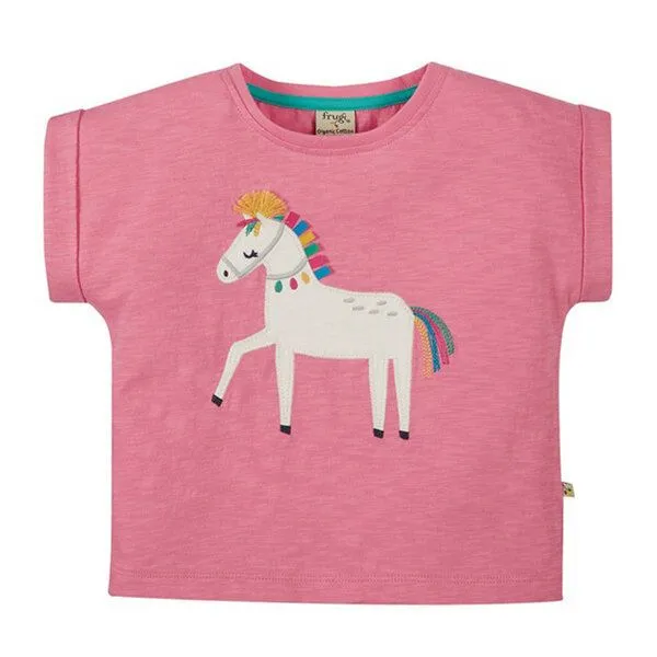 Frugi Frugi T-Shirt Pferd in pink Sophia Slub T-Shirt Mid Pink/Horse – Produktbild 1 von 4