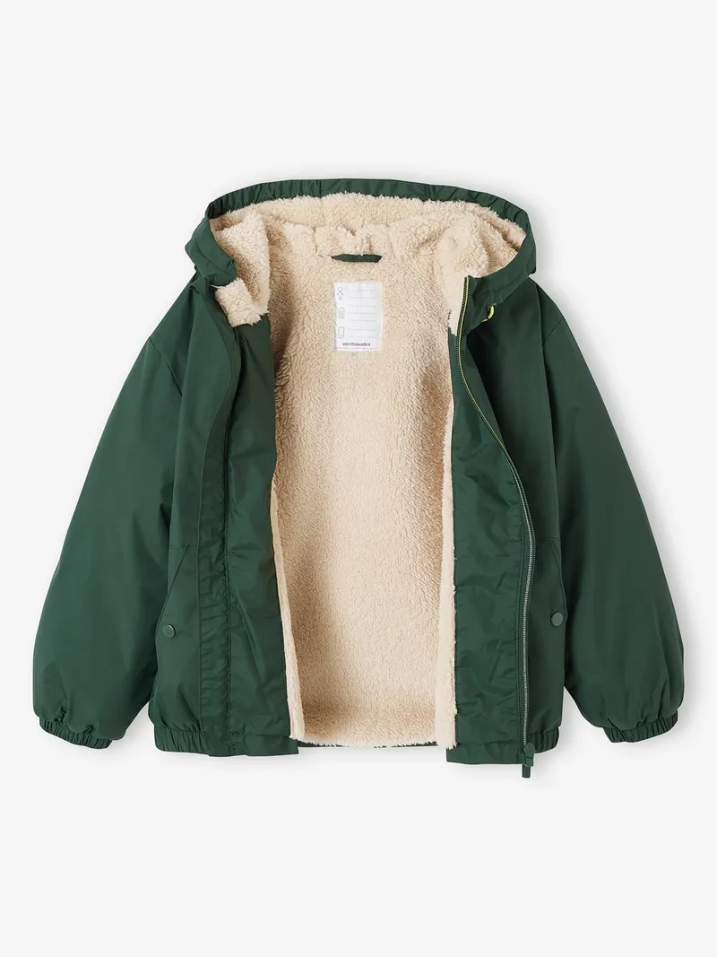 Vertbaudet Übergangsjacke mit Teddyfleecefutter Jungen, Khaki, – Produktbild 4 von 4