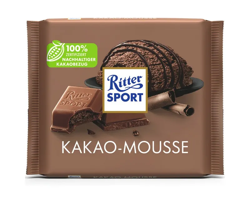 Ritter Sport Ritter Sport Schokolade, Ritter Sport Kakao Mousse mit Kakaocreme und Alpenmilchschokolade 100g – Produktbild 1 von 3