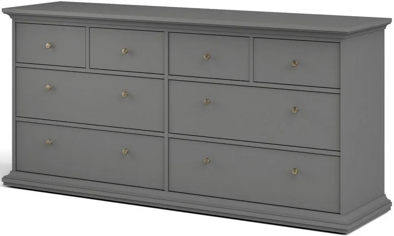 Home affaire Kommode Paris, Aufbewahrung, Schubladenschrank, Stauraum, mit 8 Schubladen, Landhausstil, Elegant, geräumig, Breite 184 cm, Höhe 87 cm, Grau, – Produktbild 1 von 5