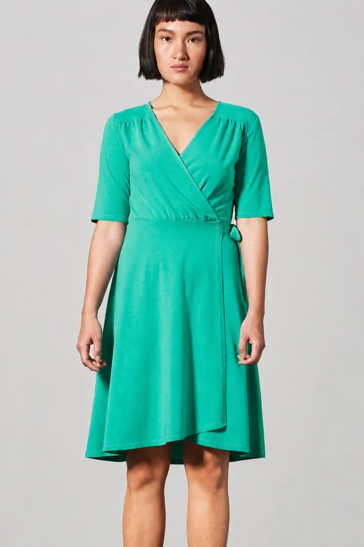 HempAge Hempage Damen vegan Wickelkleid In Smaragdgrün, Grün, – Produktbild 2 von 2