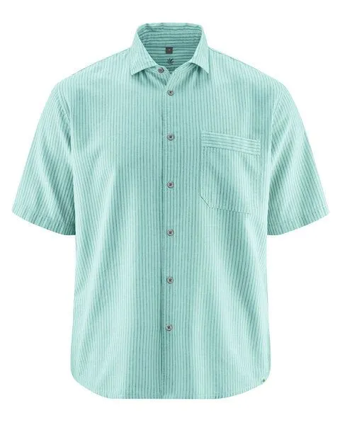 HempAge HempAge Kurzarmhemd Herren Hanf/Biobaumwolle, Lake(blau), – Produktbild 2 von 4