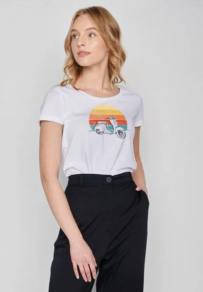 GreenBomb GREENBOMB Lifestyle Scooter Loves - Lässiges T-Shirt aus Bio-Baumwolle / hochwertiger Print / Fair & Vegan, Weiß (white), – Produktbild 3 von 4