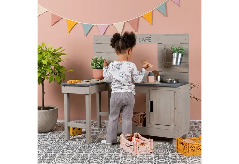 MUDDY BUDDY MUDDY BUDDY Outdoor-Spielküche Matschküche Coffee Corner Holz, Grau, – Produktbild 3 von 4