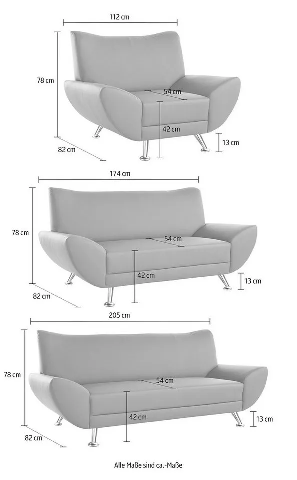 Home affaire Polstergarnitur Saltare elegant & komfortabel, 3-2-1, bequem, Designfuß, (3-tlg), Schwarz, – Produktbild 5 von 5