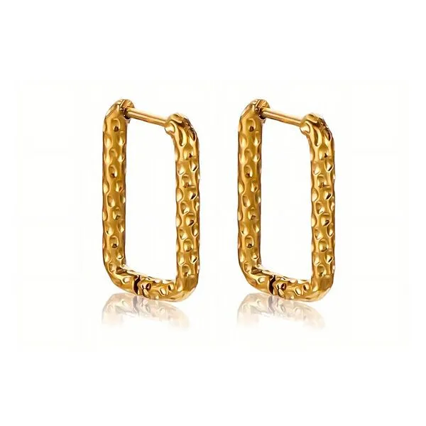 ELEKTROPULLI ELEKTROPULLI Längliche / Ovale Hammered LEO Creolen, Gold länglich 22x14mm, – Produktbild 1 von 2