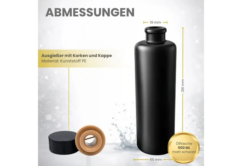 mikken mikken Ölflasche 500 ml aus Keramik – matt schwarz mit Ausgießer & Kappe – Produktbild 6 von 8
