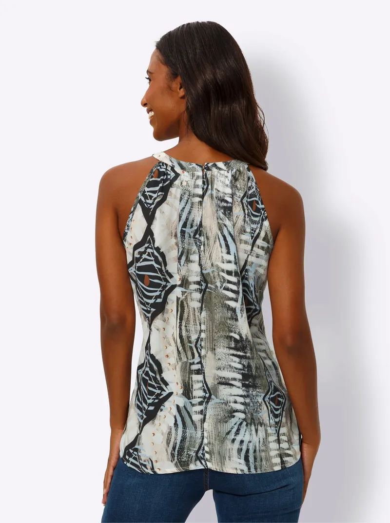 heine Druckbluse, Sand-hellblau-bedruckt, – Produktbild 2 von 2