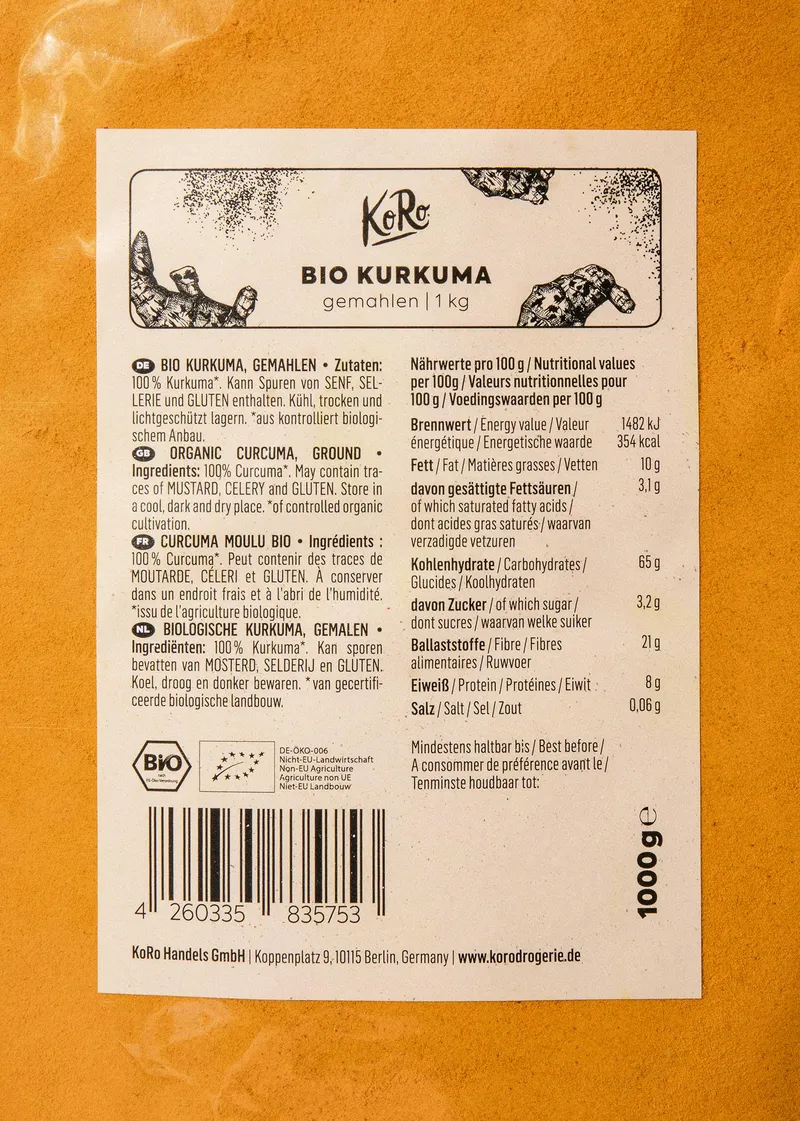 KoRo Gemahlener Bio Kurkuma 1 kg – Produktbild 1 von 5