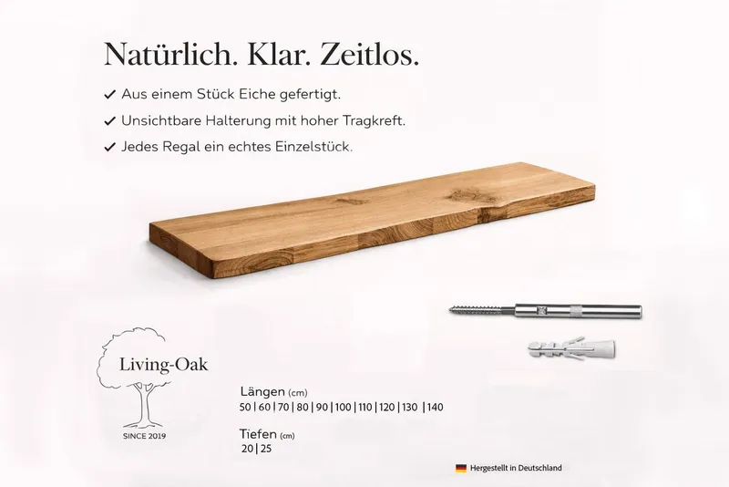 Living Oak Living Oak Wandregal Eiche No.03 schwebend – Produktbild 3 von 6