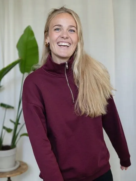 FUXBAU FUXBAU Frauen fux Half Zip Sweater, Bordeaux, – Produktbild 4 von 4