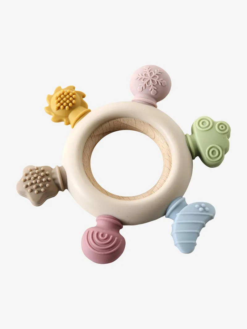 Vertbaudet Sensorik-Beißring Baby Holz FSC®, Braun, – Produktbild 2 von 3