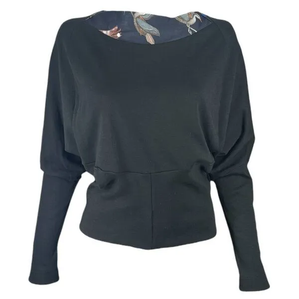 FORMAT FORMAT Pulli, Longsleeve CIRC sweater, Schwarz-vogelprint, – Produktbild 1 von 2