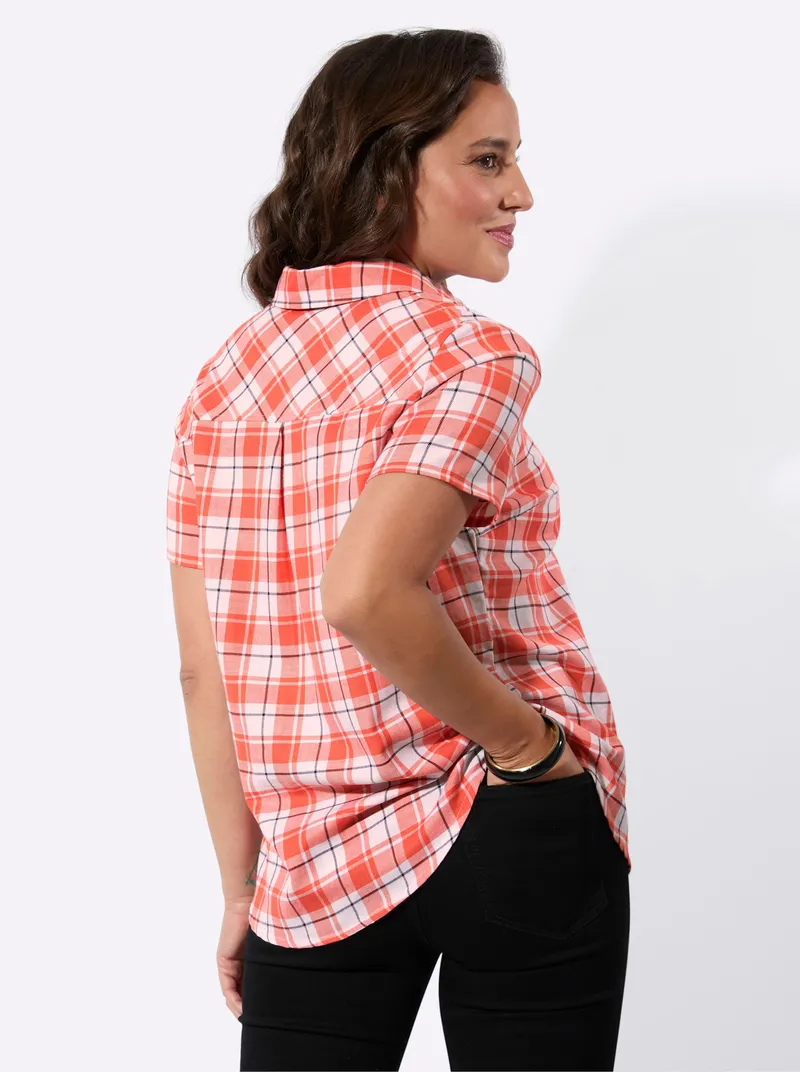 Witt Karobluse grapefruit-ecru-kariert, Grapefruit-ecru-kariert, – Produktbild 2 von 2