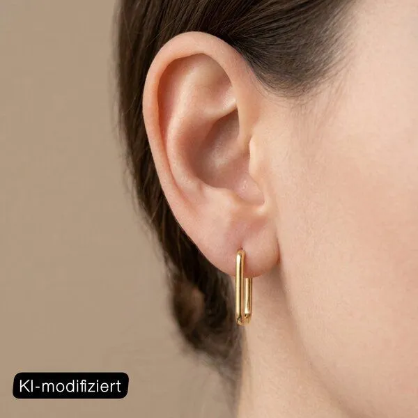 ELEKTROPULLI ELEKTROPULLI Geschlossene Rechteck Creolen ca. 20 mm x 13 mm, Gold, – Produktbild 3 von 3