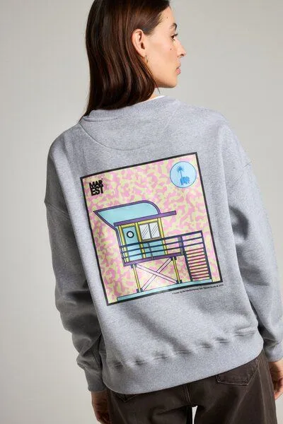 Trendsplant Women's Antonyo Marest x Trendsplant Art Hut Oversized Sweatshirt Sport Grey, Grau, – Produktbild 1 von 4