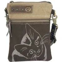 Sunsa Sunsa kleine Tasche Canvas Umhängetasche Katzenmotive Schultertasche braune Crossbody Bag – Produktbild 1 von 1