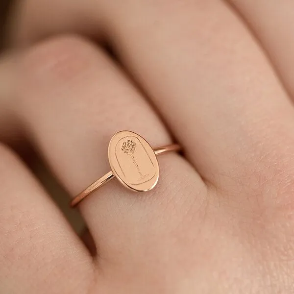 Eppi Eppi Ovaler Ring aus Silber mit der Gravur der Rose aus dem Kleinen Prinz, Weiss, – Produktbild 2 von 2