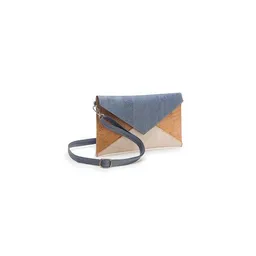 Kork-Deko Kork-Deko Moderne Pochette-Clutch marineblau/beige/weiß – vegan, klein & handgefertigt – Produktbild 1 von 1