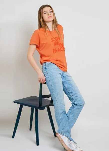 SPARKLES OF LIGHT SPARKLES OF LIGHT Boxy Shirt | JOIN ME IN PEACE, Rot-orange (orange), – Produktbild 1 von 2