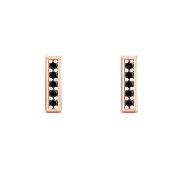 Eppi Eppi Minimalistische Ohrringe mit schwarzen Diamanten Ismail, Rosa, – Produktbild 1 von 2