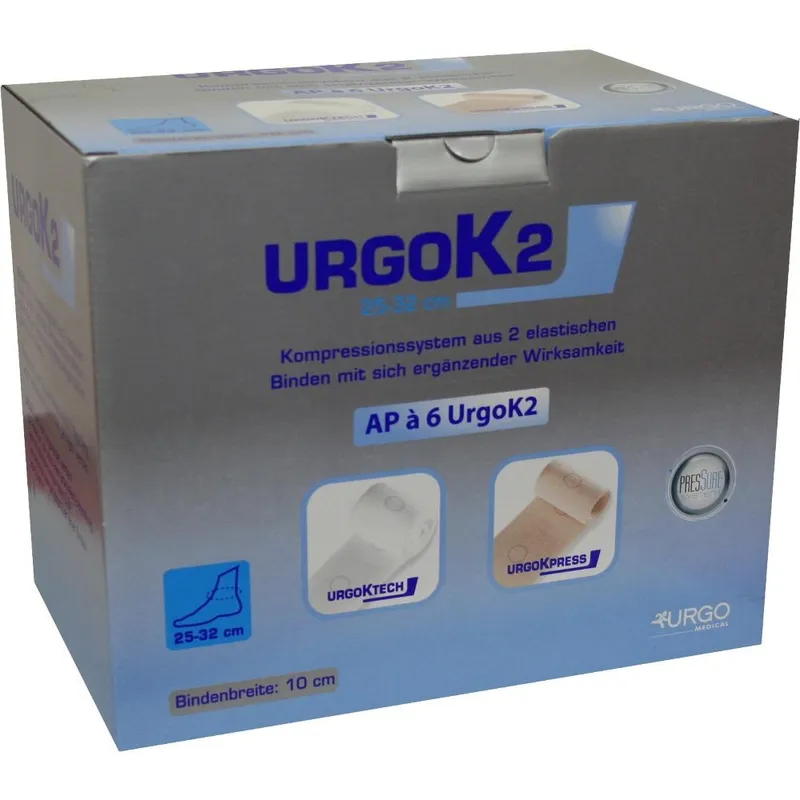 Urgo URGOK2 Kompr.Syst.10cm Knöchelumf.25-32cm 6 St Binden – Produktbild 1 von 1