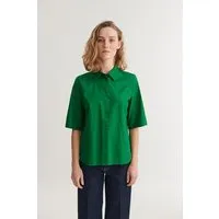 Basic Apparel Basic Apparel Kurzarm Bluse SILJE mit Knöpfen aus Bio-Baumwolle, Grün (abundant-green), – Produktbild 1 von 1