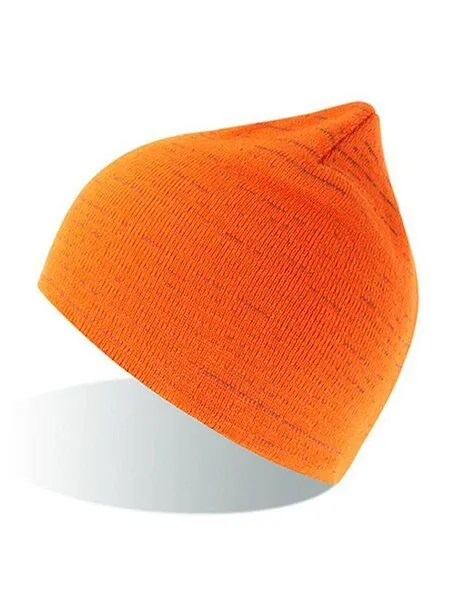 Atlantis Headwear Atlantis Headwear Shine Beanie recyceltes (rPet) Polyester mit Reflexfäden, Fluo orange, – Produktbild 1 von 2