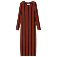 thinking mu thinking mu Woll-Kleid - Trash Gina - aus REFIBRA & Bio-Baumwolle, Braun-navy gestreift, – Produktbild 1 von 1