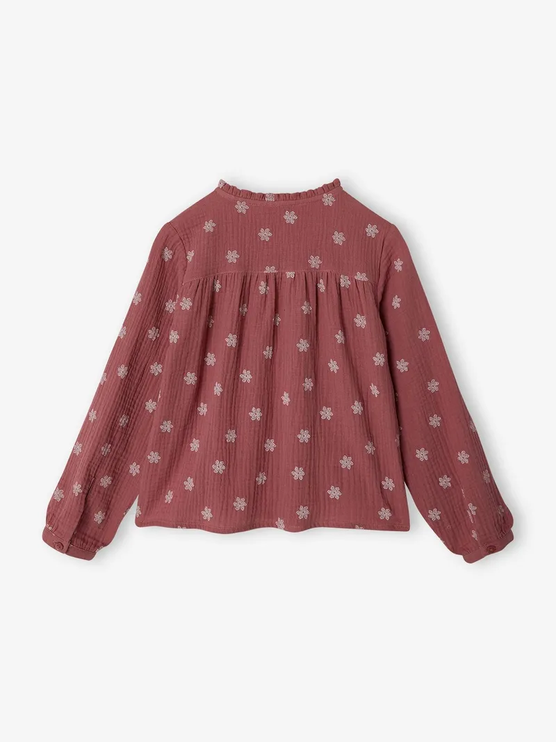 Vertbaudet Vertbaudet Mädchen Hemdbluse aus Musselin, Malve, – Produktbild 2 von 4