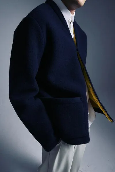 Unfeigned Unfeigned Winter Cardigan Navy / Mustard – Produktbild 4 von 4