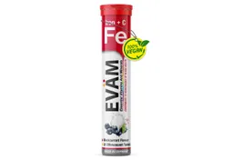 EVÄM Eisen + Vitamin C mit schwarze Johannisbeeren, vegan Brausetabletten, 1 er Rörchen à 20 St., 82 g – Produktbild 1 von 1