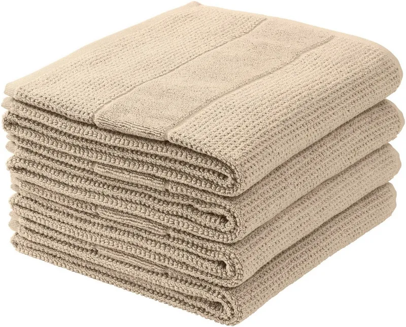 Schiesser Schiesser Handtücher Turin aus 100% Baumwolle in dezenter Reiskornoptik, Frottier (Set, 4-St), OEKO-TEX® MADE IN GREEN, Beige, – Produktbild 1 von 5
