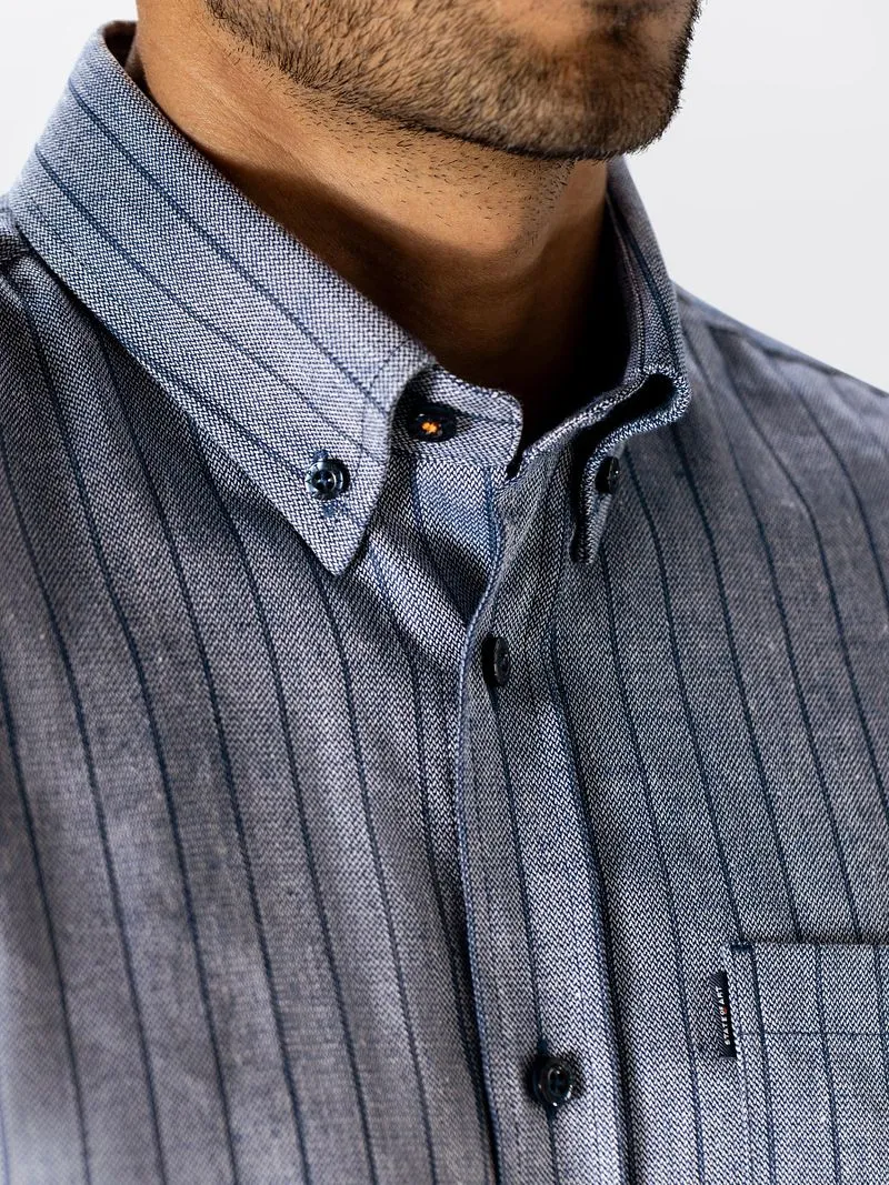 State of Art State of Art Hemd Gestreift Navy - Größe M, Dunkelblau, – Produktbild 3 von 5