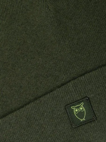 KnowledgeCotton Apparel KnowledgeCotton Apparel Mütze - LEAF Beanie organic wool - GOTS, Grün (forrest night), – Produktbild 2 von 4