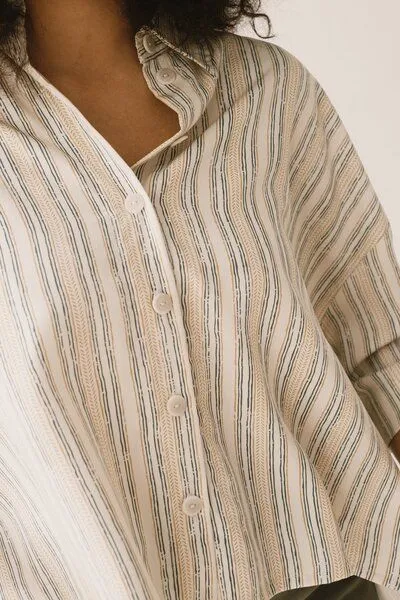 TIRALAHILACHA TIRALAHILACHA Hallow Tencel oversized trace print shirt, Gelb, – Produktbild 1 von 4