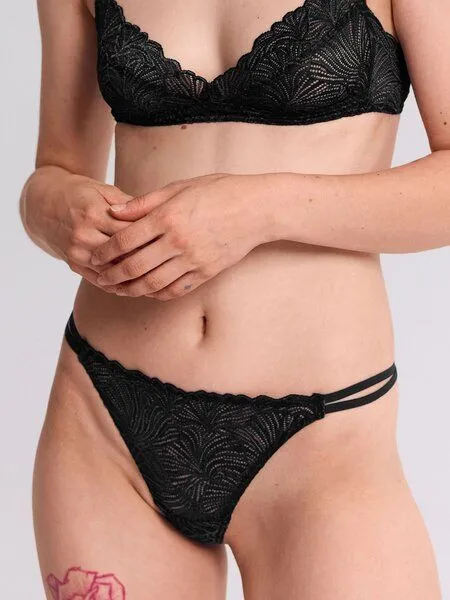 erlich textil erlich textil Fluid Lace String mit Spitze aus recyceltem Polyamid, Schwarz, – Produktbild 5 von 5