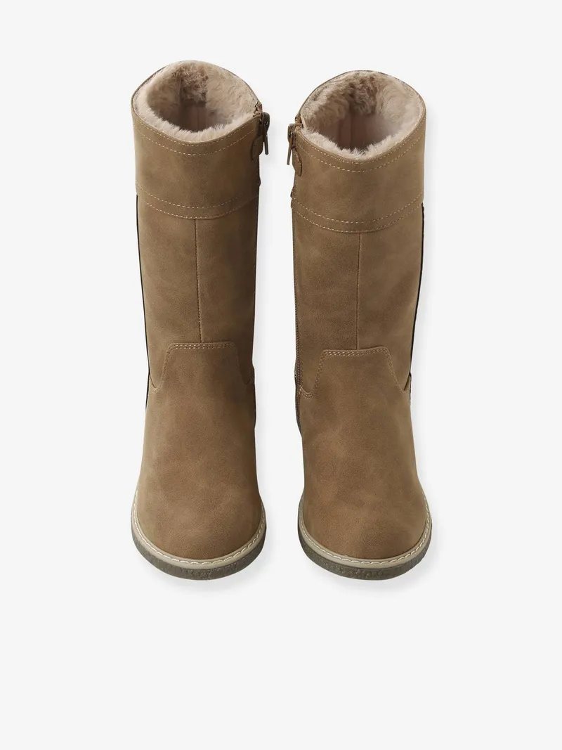 Vertbaudet Gefütterte Stiefel mit Reißverschluss und Zierborte für Mädchen camel, Camel, – Produktbild 4 von 4
