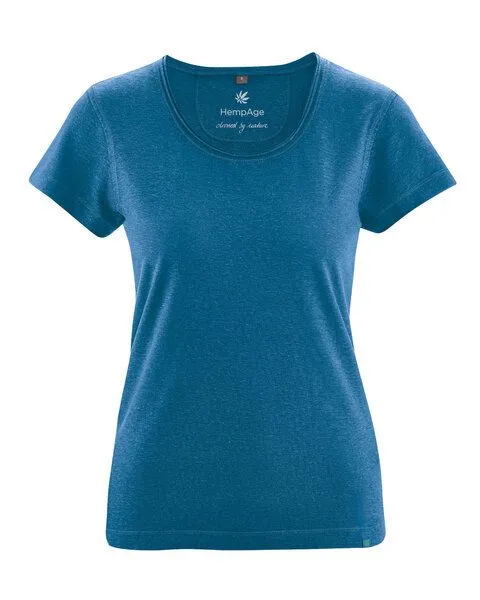 HempAge HempAge Damen T-Shirt mit Rollsaum Hanf/Bio-Baumwolle, Sea(blau), – Produktbild 1 von 3