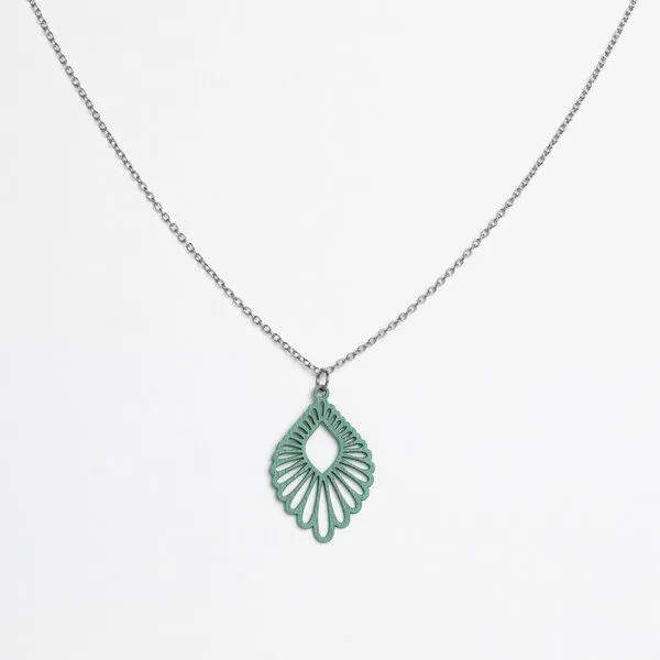 feinformart feinformart Kette mit Holzanhänger 'Mindful', Aquamarin (türkis), – Produktbild 2 von 5