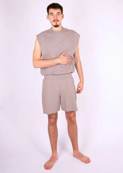 ÆVRIL ÆVRIL Unisex Kurze Shorts // Dolphin Grey // Bio-Baumwolle – Produktbild 1 von 4