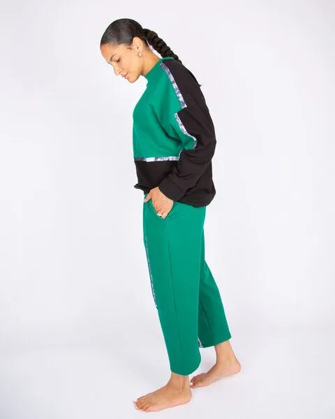ÆVRIL ÆVRIL Unisex Sweatshirt // Tobiume Print, Emerald, Black // Bio-Baumwolle – Produktbild 4 von 4