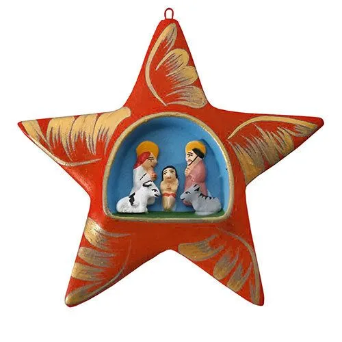 Mitienda Shop Mitienda Shop Christbaumschmuck aus Keramik, Krippenstern, Rot, – Produktbild 2 von 4